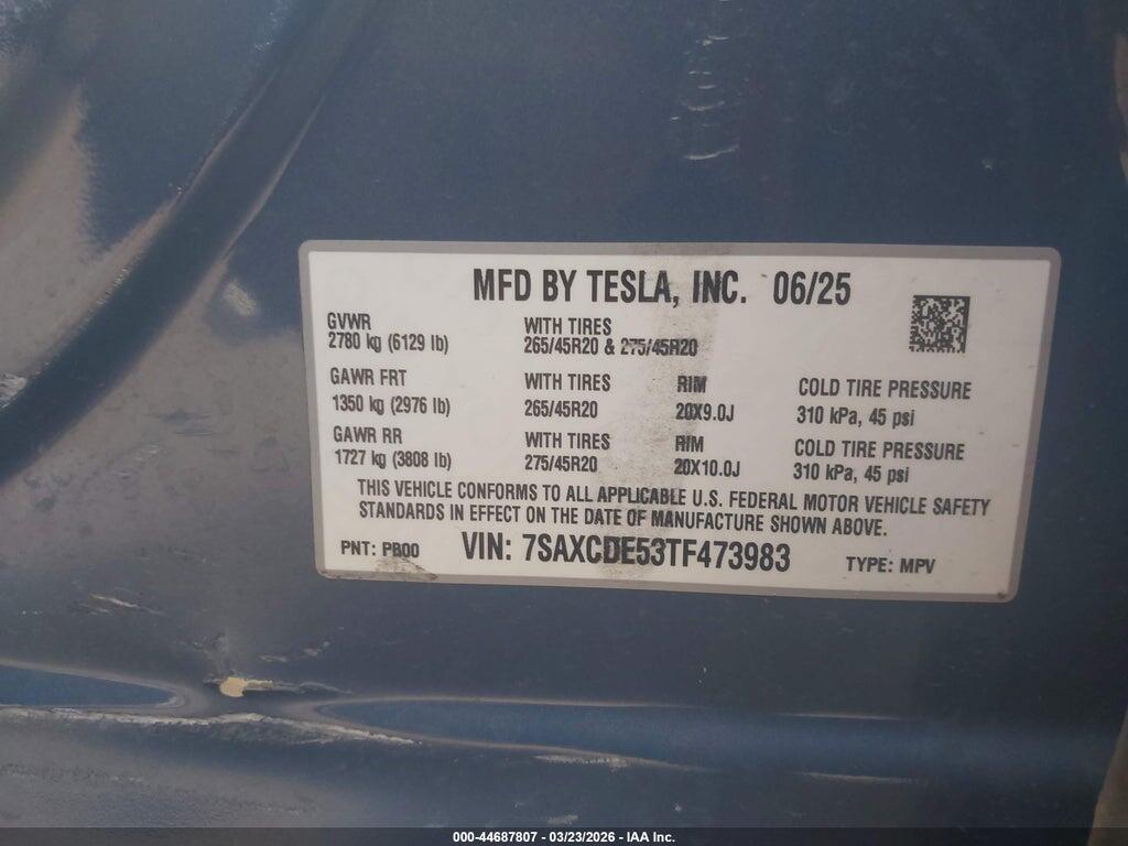 7SAXCDE53TF473983 2026 TESLA MODEL X photo no. 9