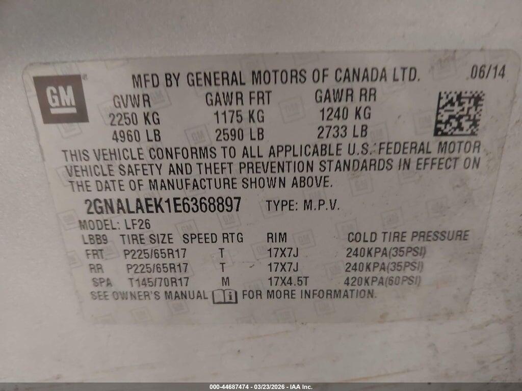 2GNALAEK1E6368897 2014 CHEVROLET EQUINOX photo no. 9