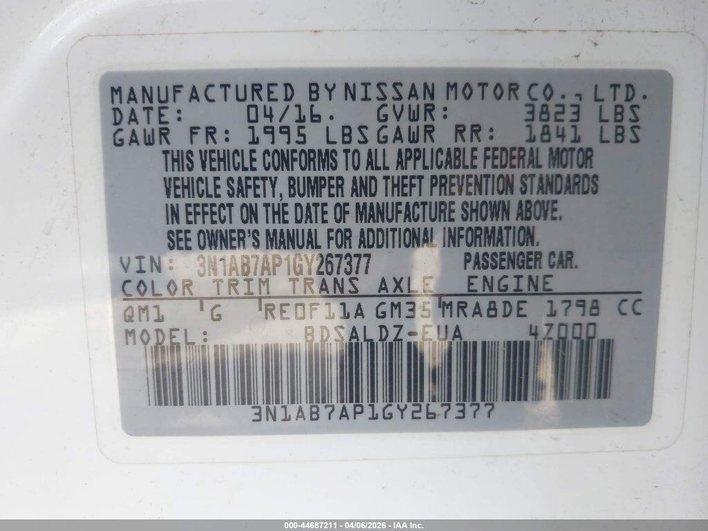 3N1AB7AP1GY267377 2016 NISSAN SENTRA photo no. 9