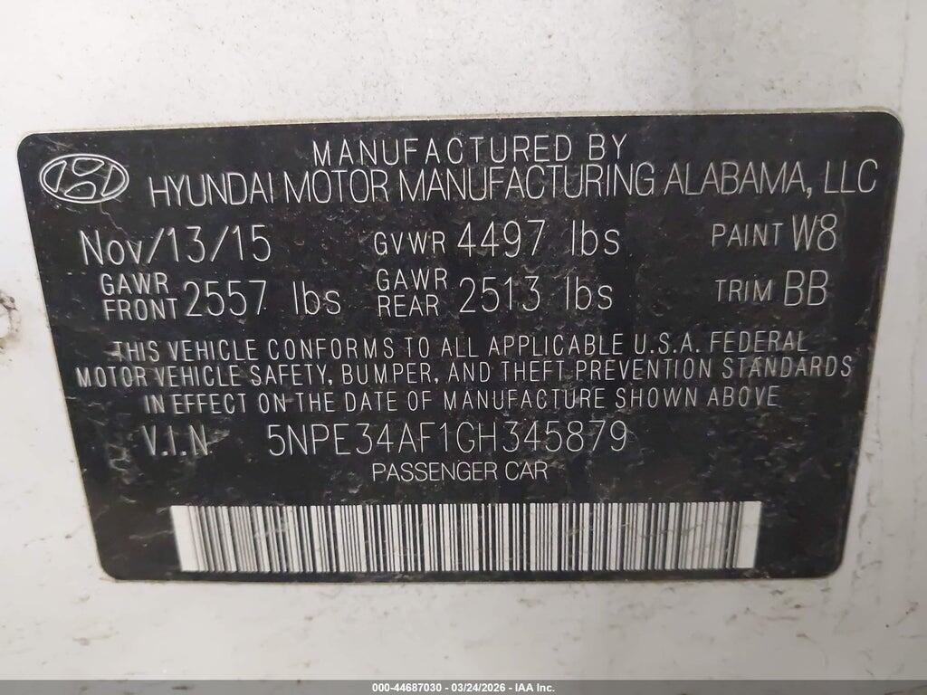 5NPE34AF1GH345879 2016 HYUNDAI SONATA photo no. 9