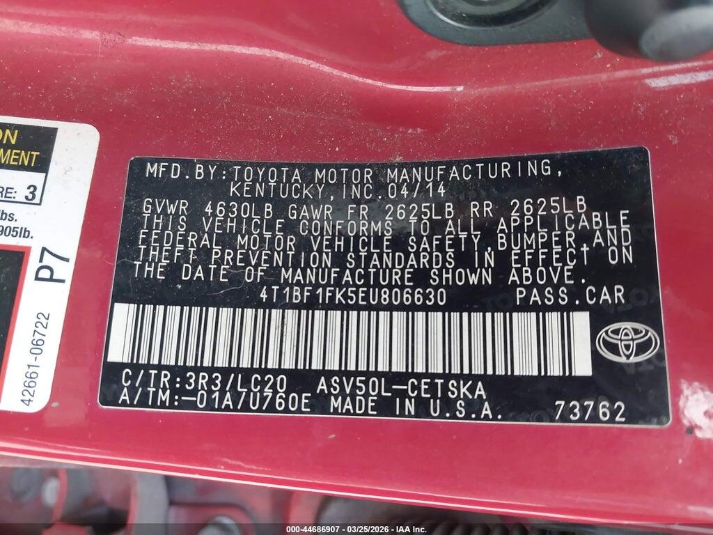 4T1BF1FK5EU806630 2014 TOYOTA CAMRY photo no. 9