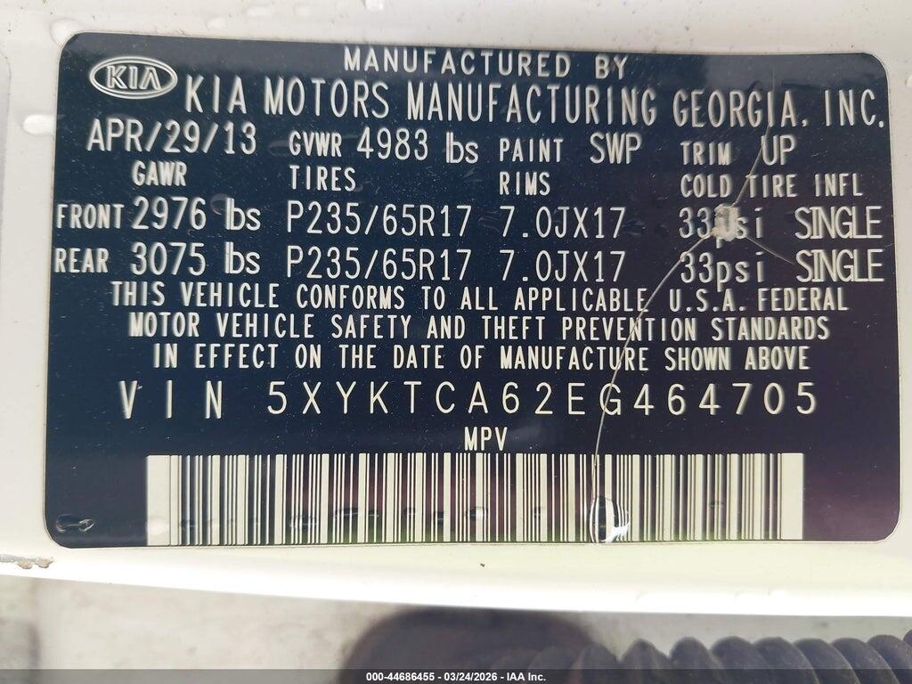 5XYKTCA62EG464705 2014 KIA SORENTO photo no. 9