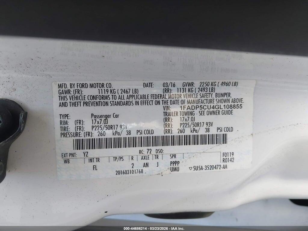 1FADP5CU4GL108855 2016 FORD C-MAX ENERGI photo no. 9
