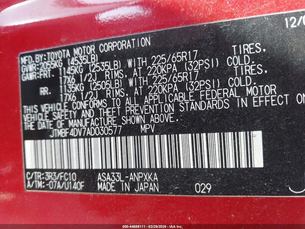 JTMBF4DV7AD030577 2010 TOYOTA RAV4 photo no. 9