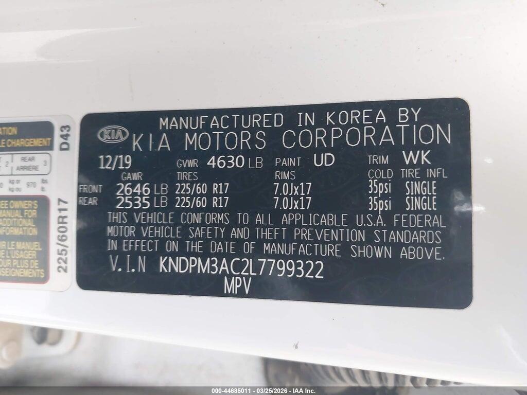 KNDPM3AC2L7799322 2020 KIA SPORTAGE photo no. 9