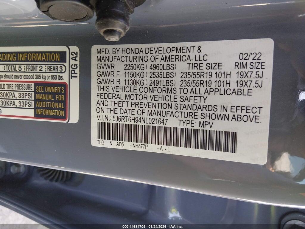 5J6RT6H94NL021647 2022 HONDA CR-V HYBRID photo no. 9