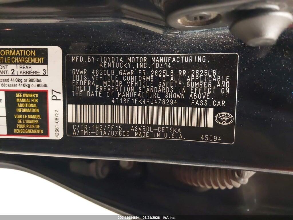 4T1BF1FK4FU478294 2015 TOYOTA CAMRY photo no. 9