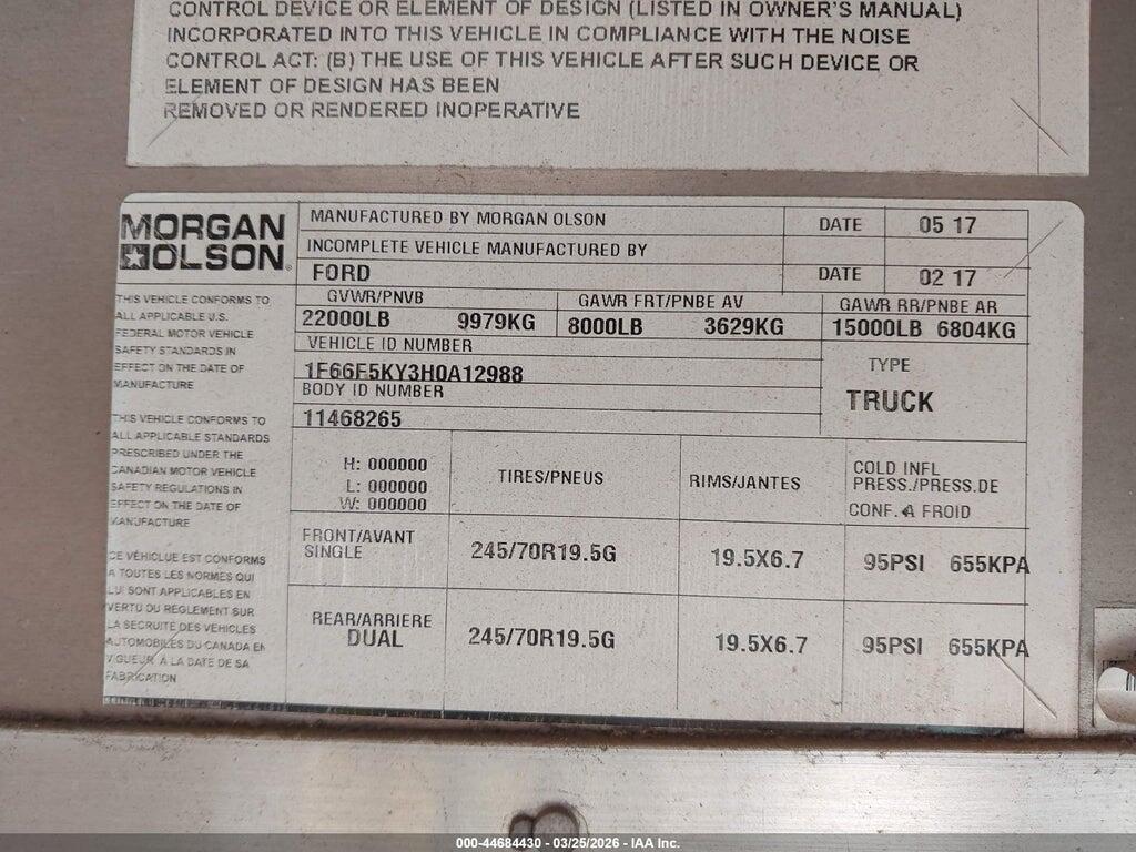 1F66F5KY3H0A12988 2017 FORD F-59 COMMERCIAL STRIPPED photo no. 8