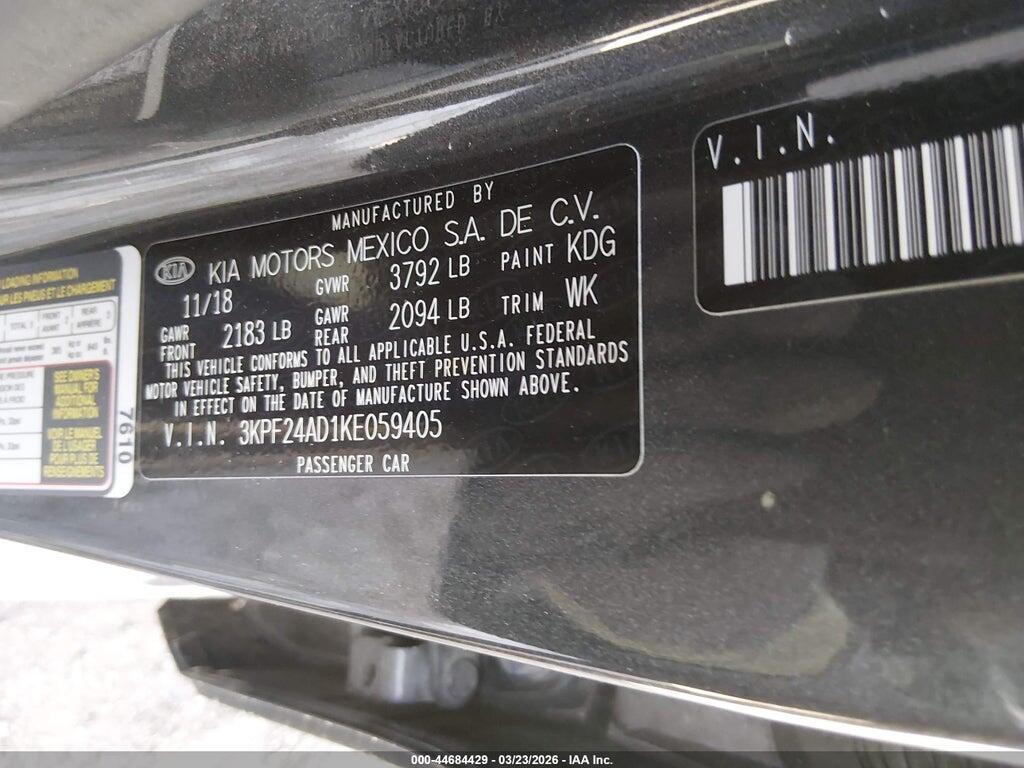 3KPF24AD1KE059405 2019 KIA FORTE photo no. 9