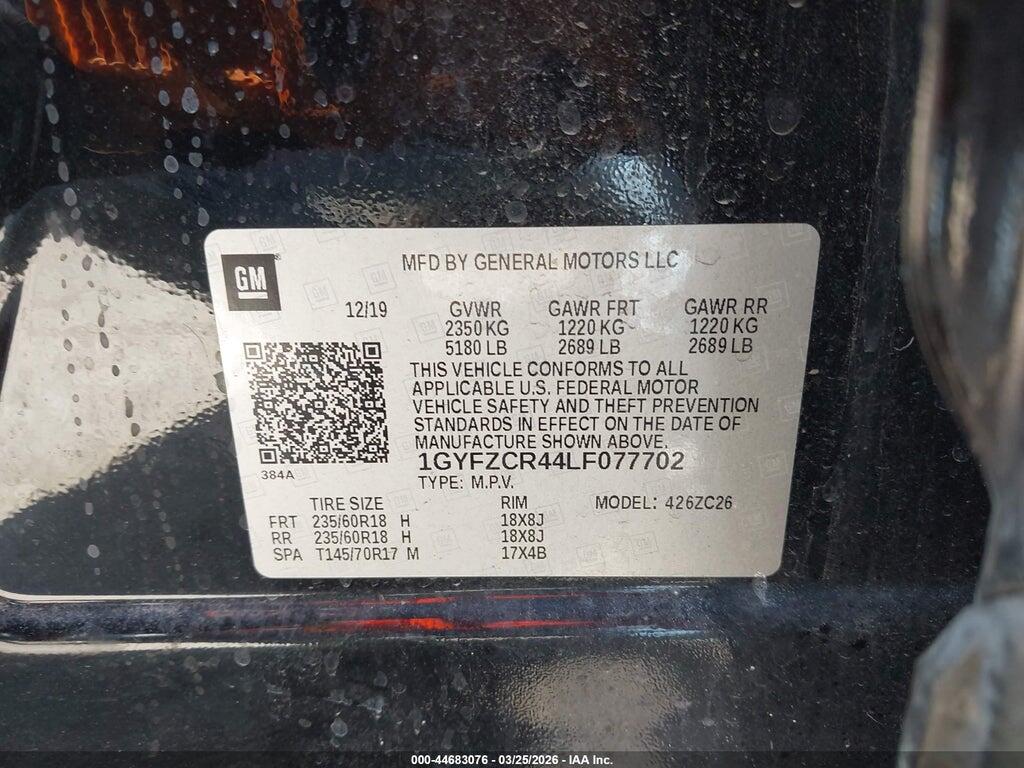1GYFZCR44LF077702 2020 CADILLAC XT4 photo no. 9