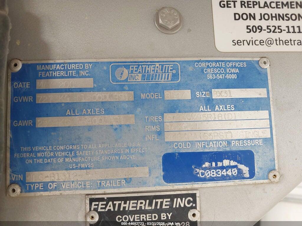 4FGB131225C083440 2005 FEATHERLITE UNKNOWN photo no. 9