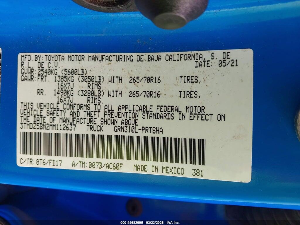 3TMDZ5BN2MM112637 2021 TOYOTA TACOMA photo no. 9