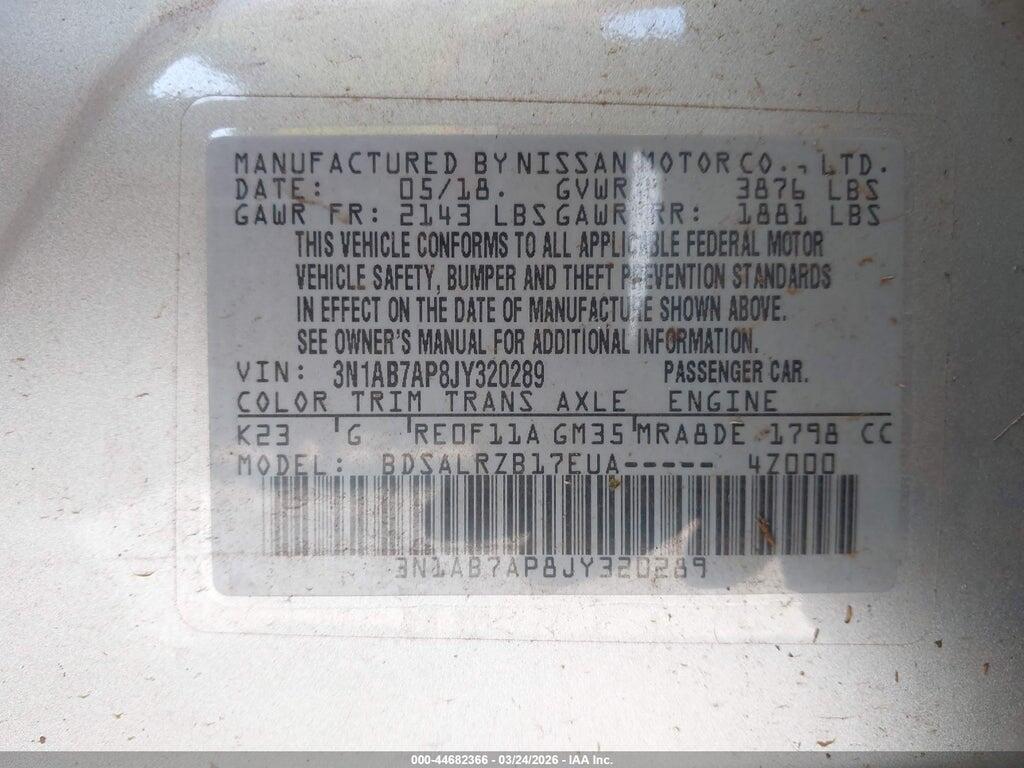 3N1AB7AP8JY320289 2018 NISSAN SENTRA photo no. 9