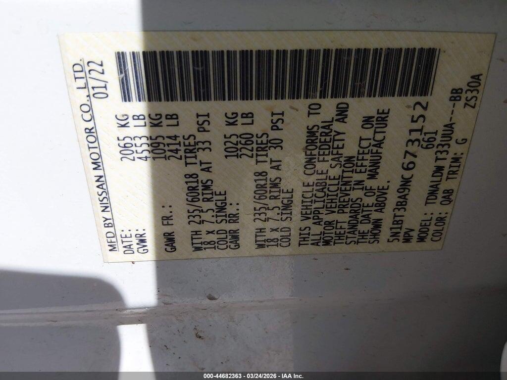 5N1BT3BA9NC673152 2022 NISSAN ROGUE photo no. 9