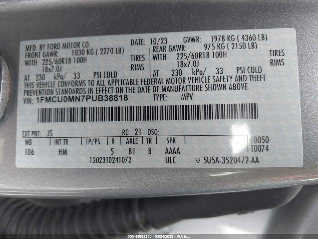 1FMCU0MN7PUB38818 2023 FORD ESCAPE photo no. 9