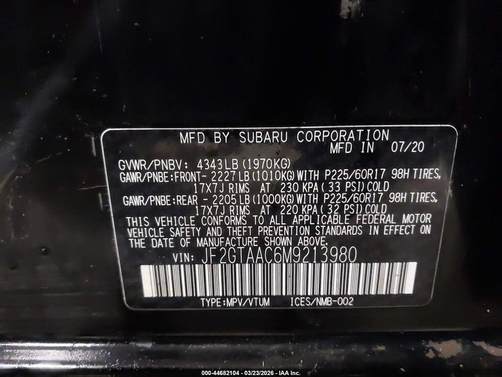 JF2GTAAC6M9213980 2021 SUBARU CROSSTREK photo no. 9