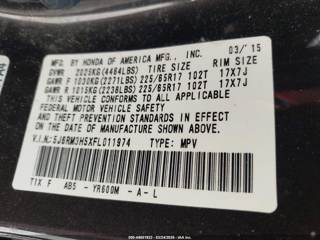 5J6RM3H5XFL011974 2015 HONDA CR-V photo no. 9