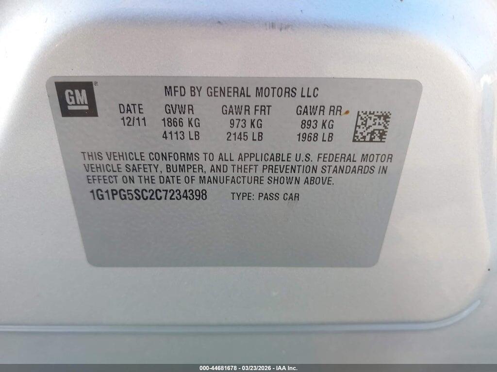 1G1PG5SC2C7234398 2012 CHEVROLET CRUZE photo no. 9