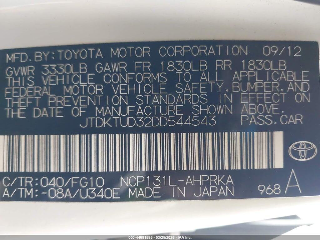 JTDKTUD32DD544543 2013 TOYOTA YARIS photo no. 9