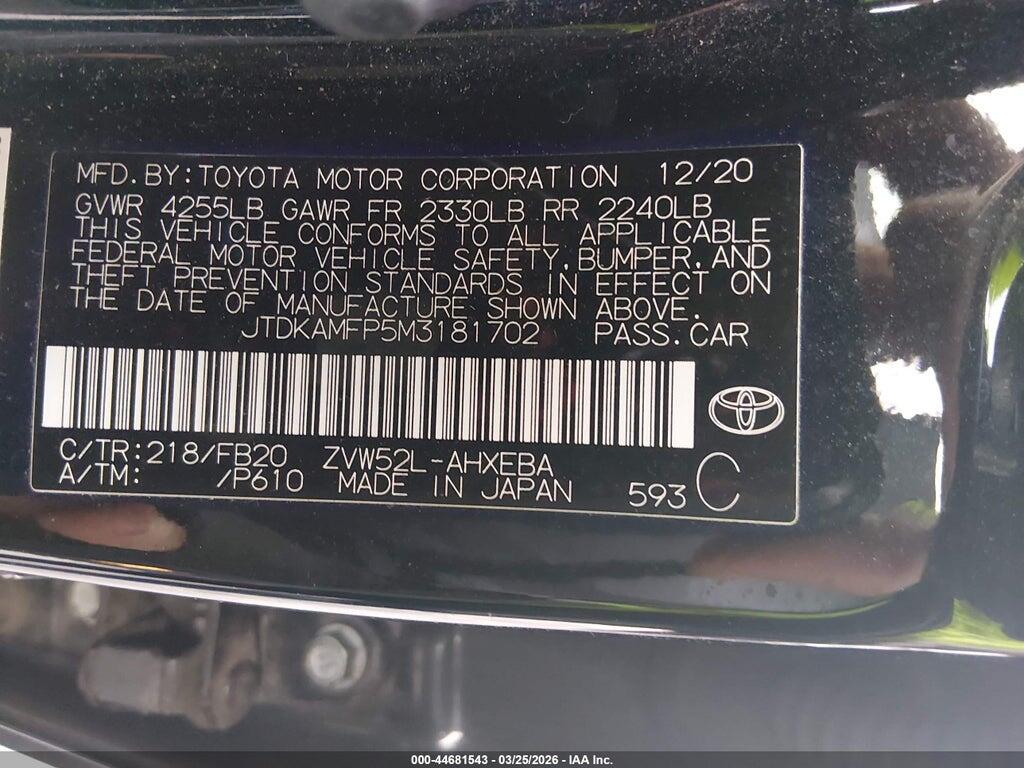 JTDKAMFP5M3181702 2021 TOYOTA PRIUS PRIME photo no. 9