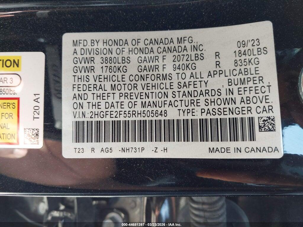 2HGFE2F55RH505648 2024 HONDA CIVIC photo no. 9