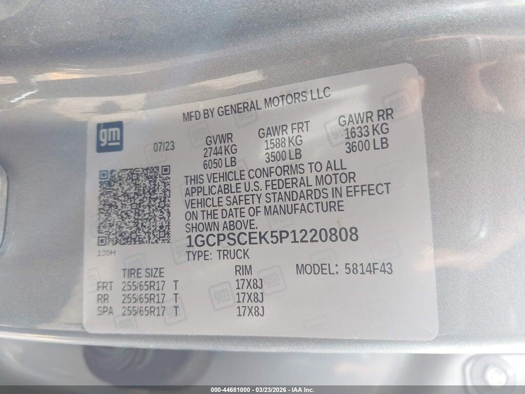 1GCPSCEK5P1220808 2023 CHEVROLET COLORADO photo no. 9