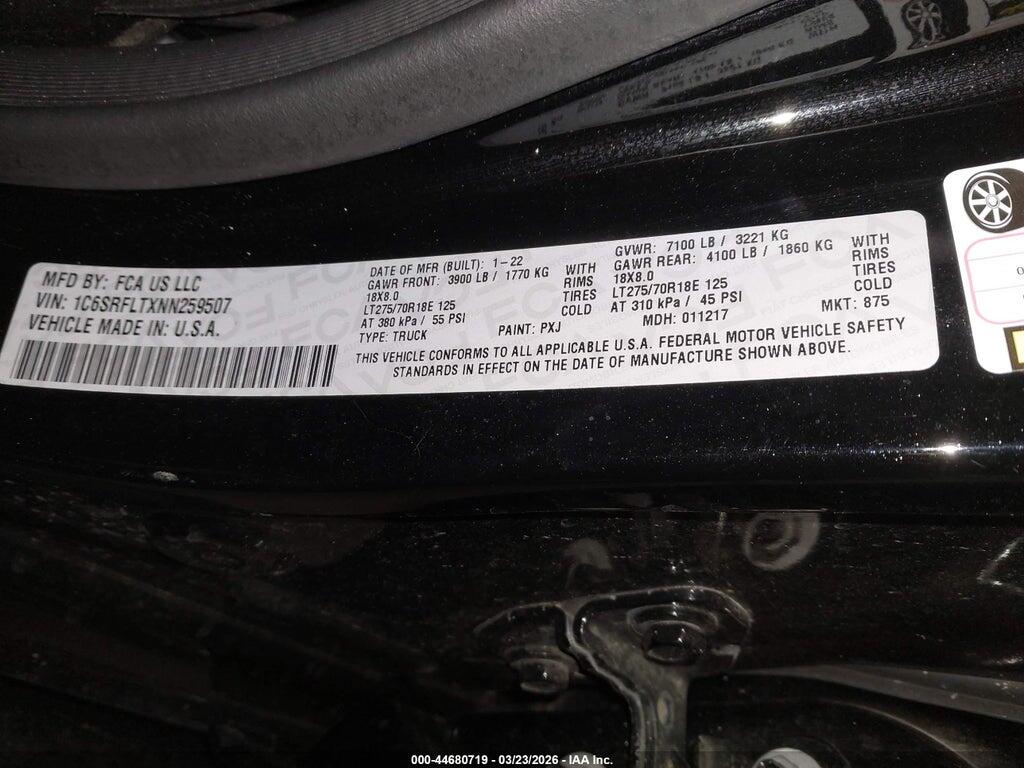 1C6SRFLTXNN259507 2022 RAM 1500 photo no. 9