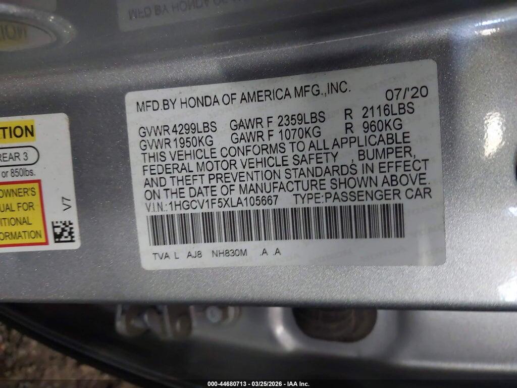 1HGCV1F5XLA105667 2020 HONDA ACCORD photo no. 9