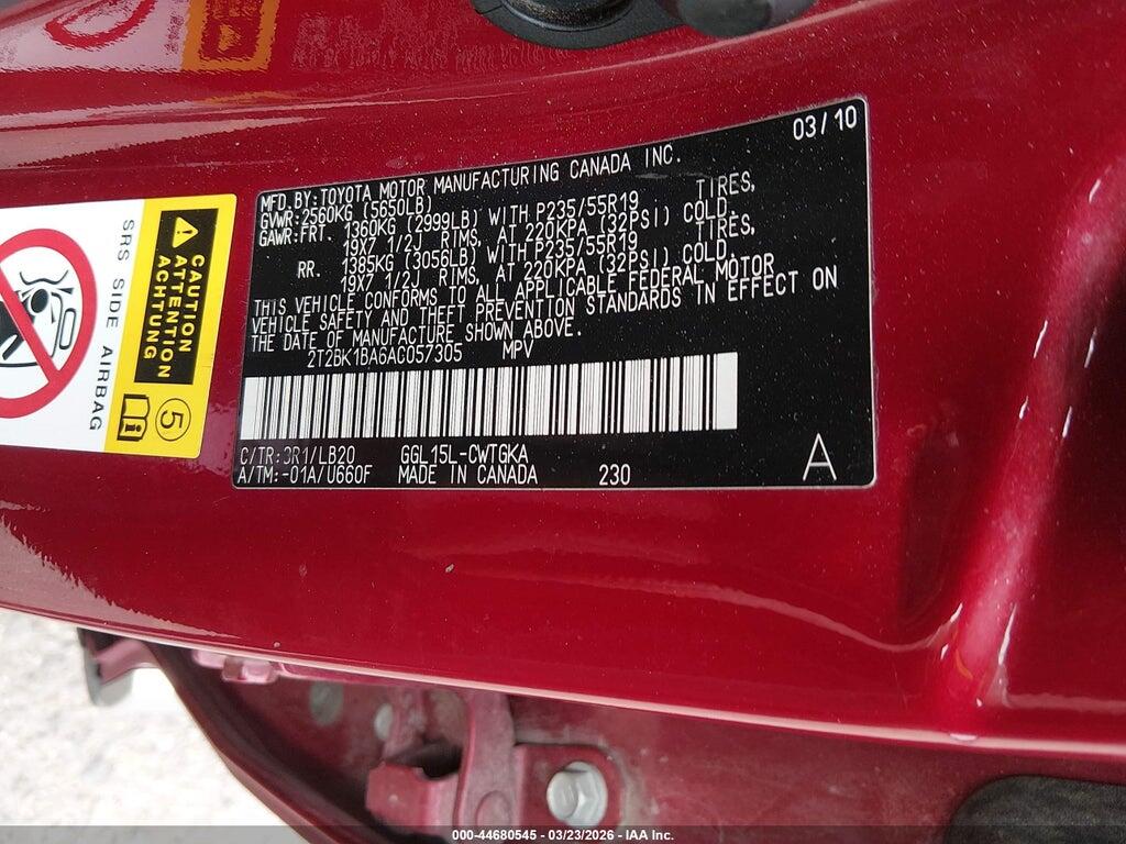 2T2BK1BA6AC057305 2010 LEXUS RX 350 photo no. 9