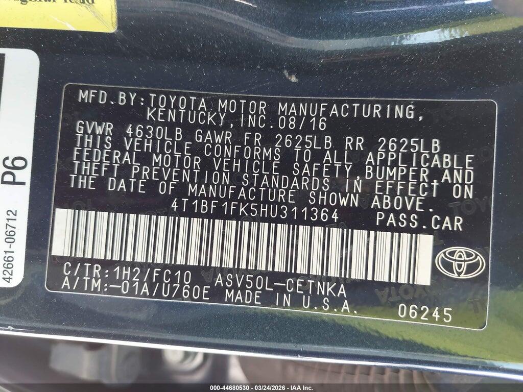 4T1BF1FK5HU311364 2017 TOYOTA CAMRY photo no. 9