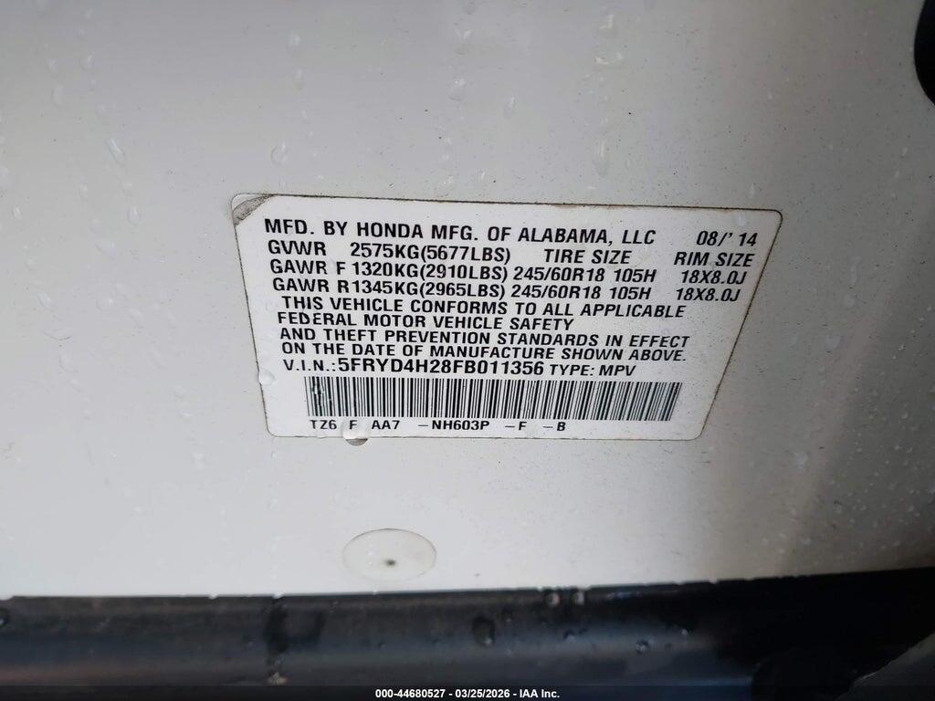 5FRYD4H28FB011356 2015 ACURA MDX photo no. 9