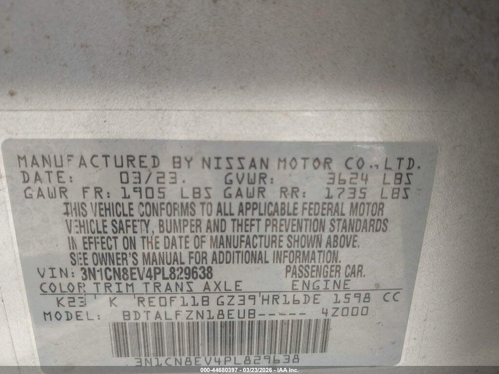3N1CN8EV4PL829638 2023 NISSAN VERSA photo no. 9