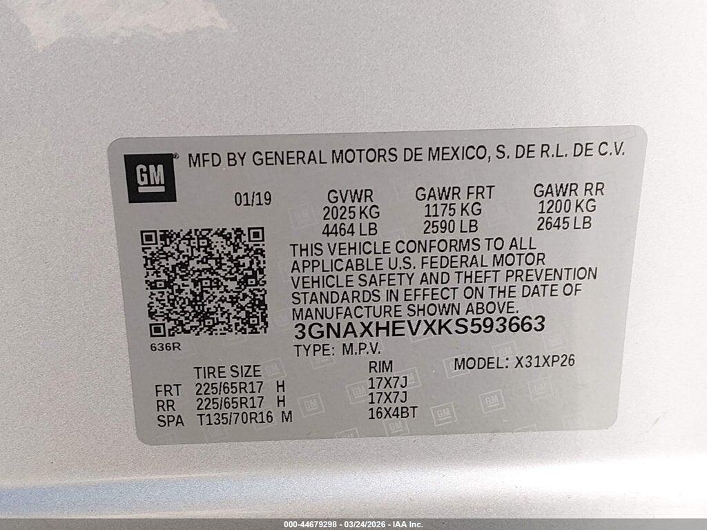 3GNAXHEVXKS593663 2019 CHEVROLET EQUINOX photo no. 9
