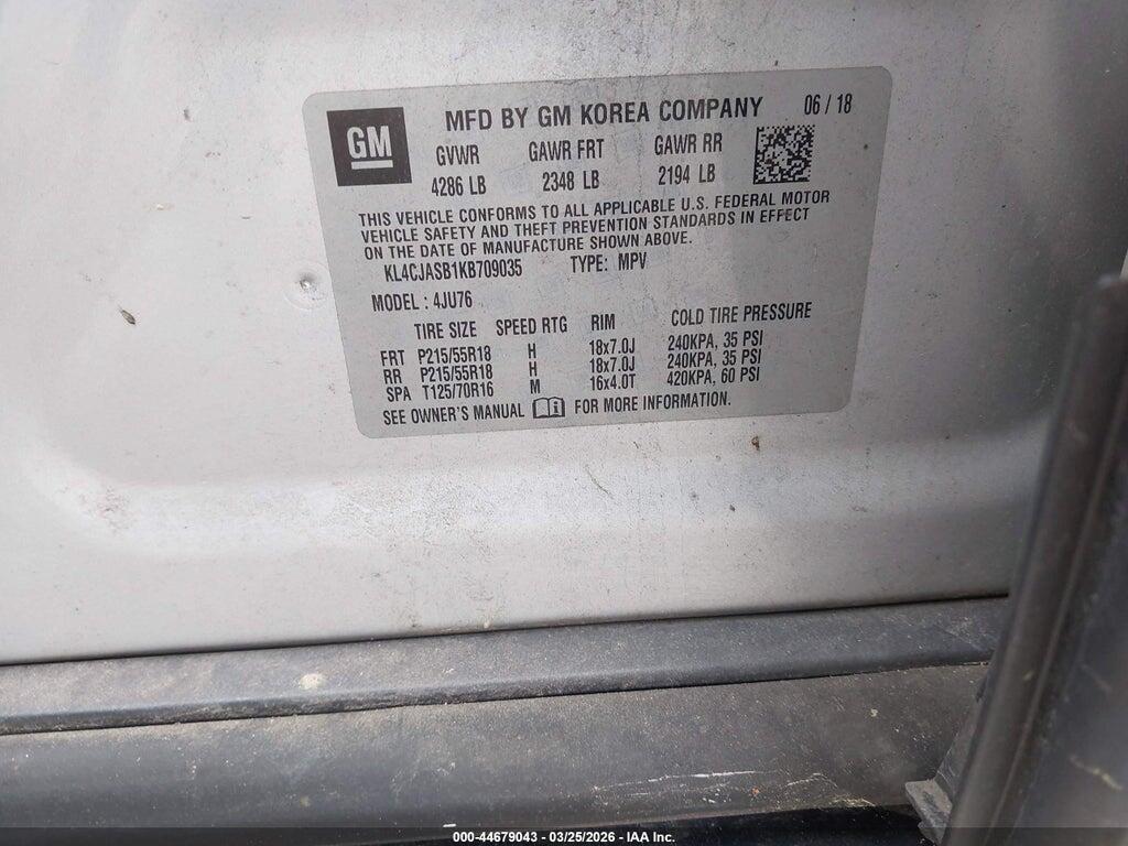 KL4CJASB1KB709035 2019 BUICK ENCORE photo no. 9