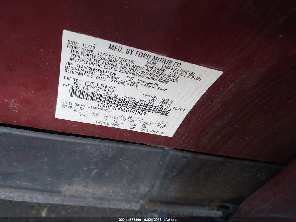 1FAHP2E86EG141829 2014 FORD TAURUS photo no. 9
