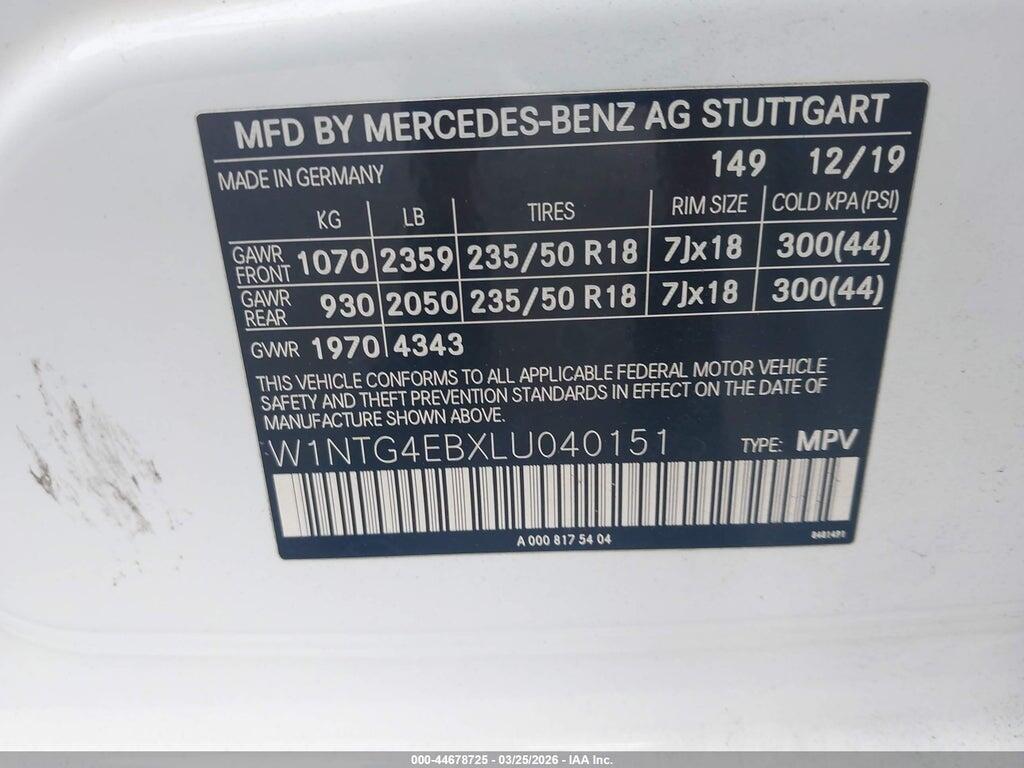 W1NTG4EBXLU040151 2020 MERCEDES-BENZ GLA 250 photo no. 9