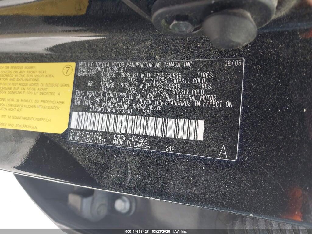 2T2GK31U69C073710 2009 LEXUS RX 350 photo no. 9