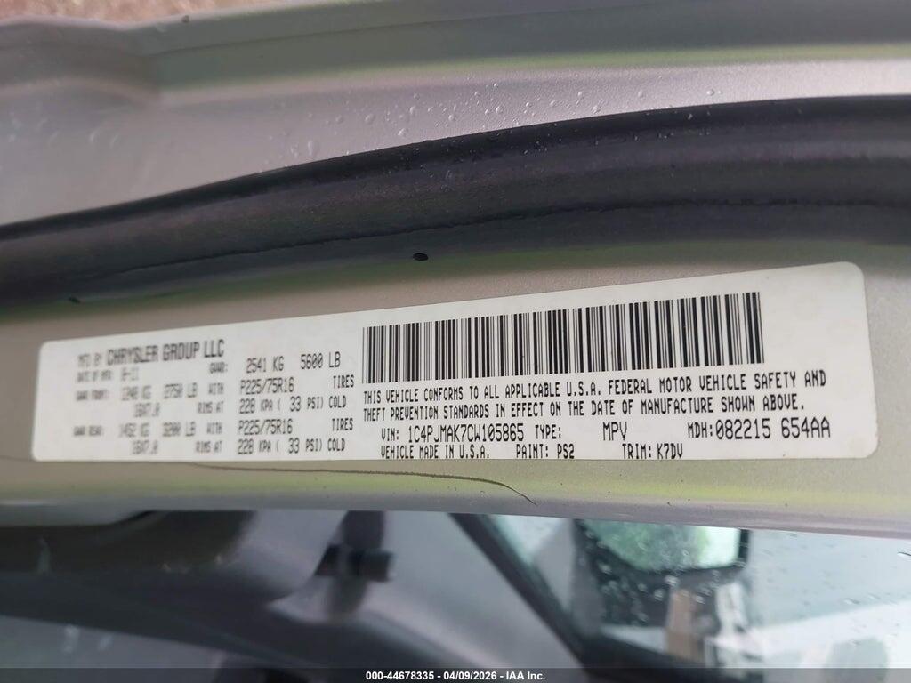 1C4PJMAK7CW105865 2012 JEEP LIBERTY photo no. 9
