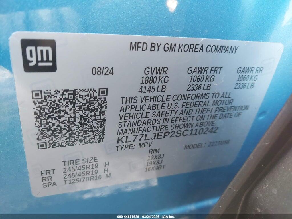 KL77LJEP2SC110242 2025 CHEVROLET TRAX photo no. 9