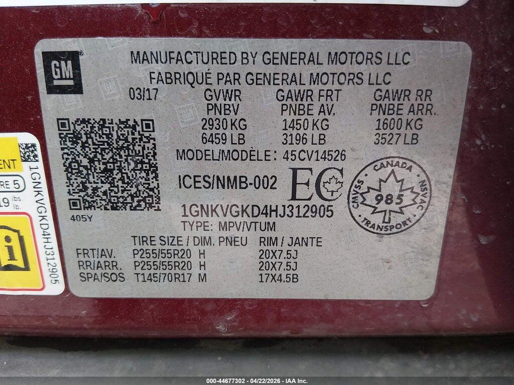 1GNKVGKD4HJ312905 2017 CHEVROLET TRAVERSE photo no. 9