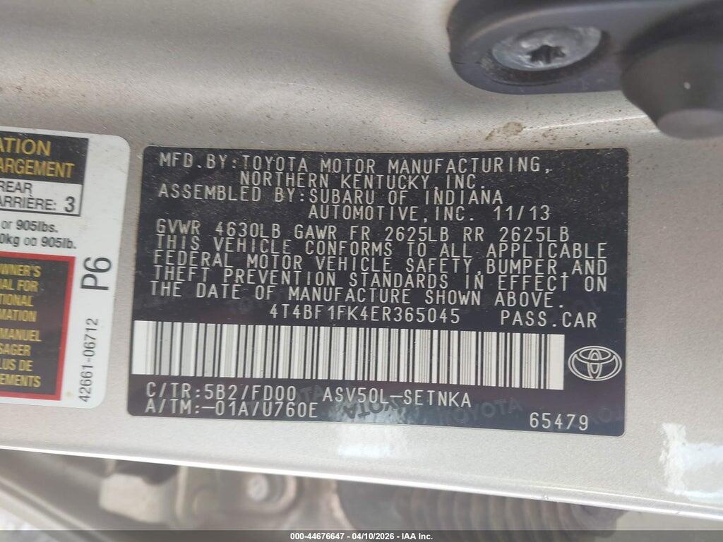 4T4BF1FK4ER365045 2014 TOYOTA CAMRY photo no. 9