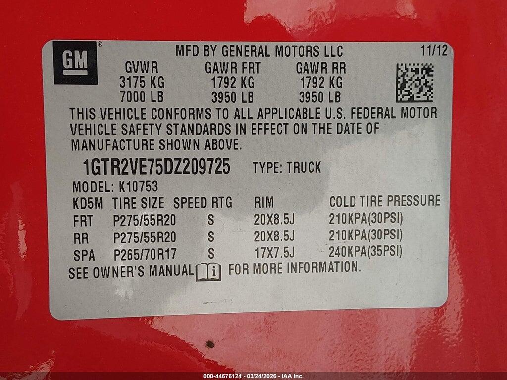 1GTR2VE75DZ209725 2013 GMC SIERRA 1500 photo no. 9