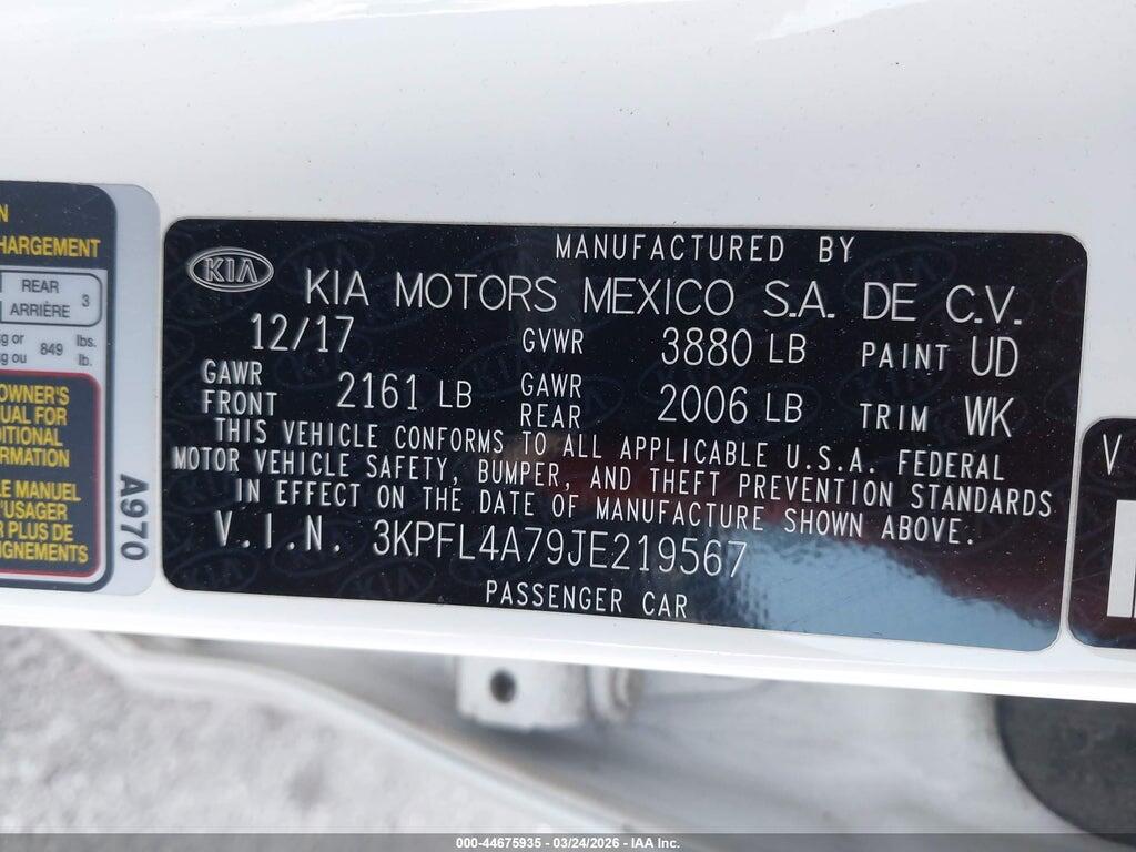 3KPFL4A79JE219567 2018 KIA FORTE photo no. 9