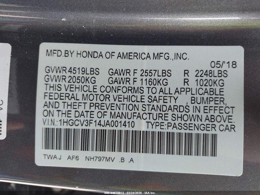 1HGCV3F14JA001410 2018 HONDA ACCORD HYBRID photo no. 9