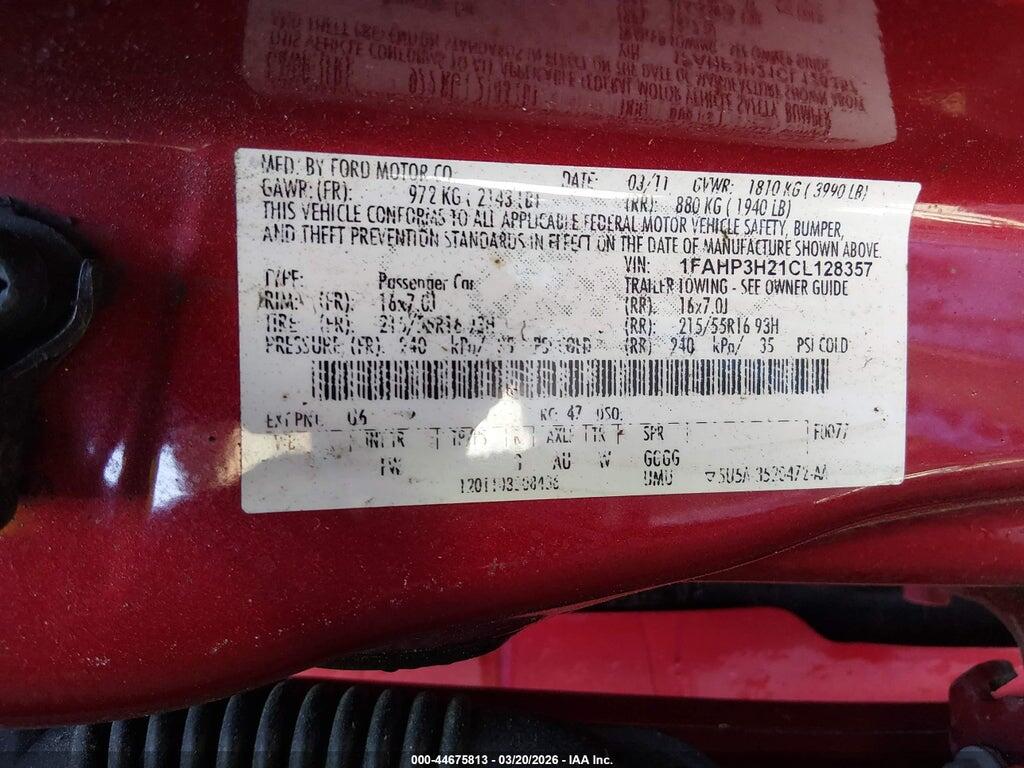 1FAHP3H21CL128357 2012 FORD FOCUS photo no. 9