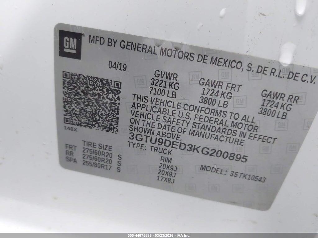 3GTU9DED3KG200895 2019 GMC SIERRA 1500 photo no. 9