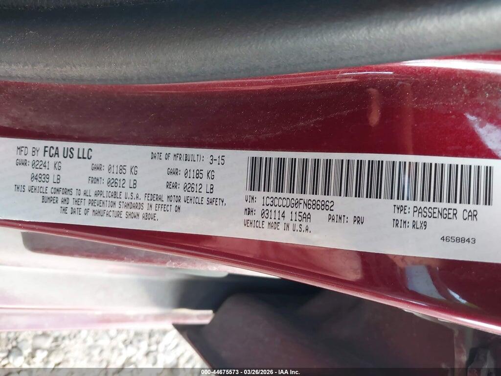 1C3CCCDG0FN686862 2015 CHRYSLER 200 photo no. 9