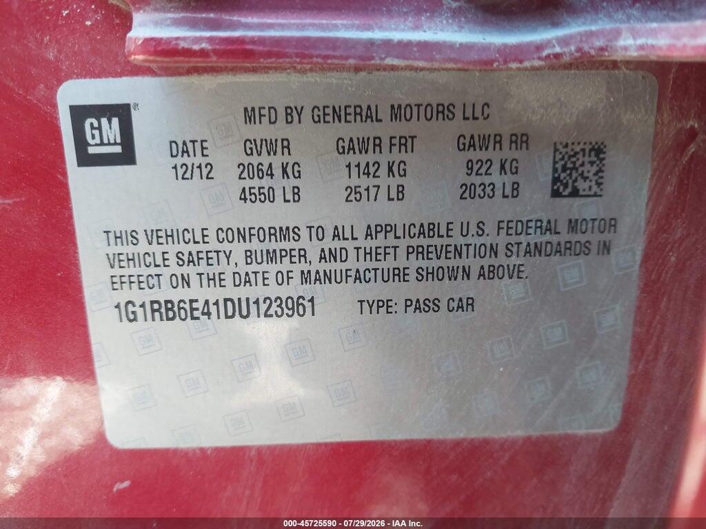 1G1RB6E41DU123961 2013 CHEVROLET VOLT photo no. 9