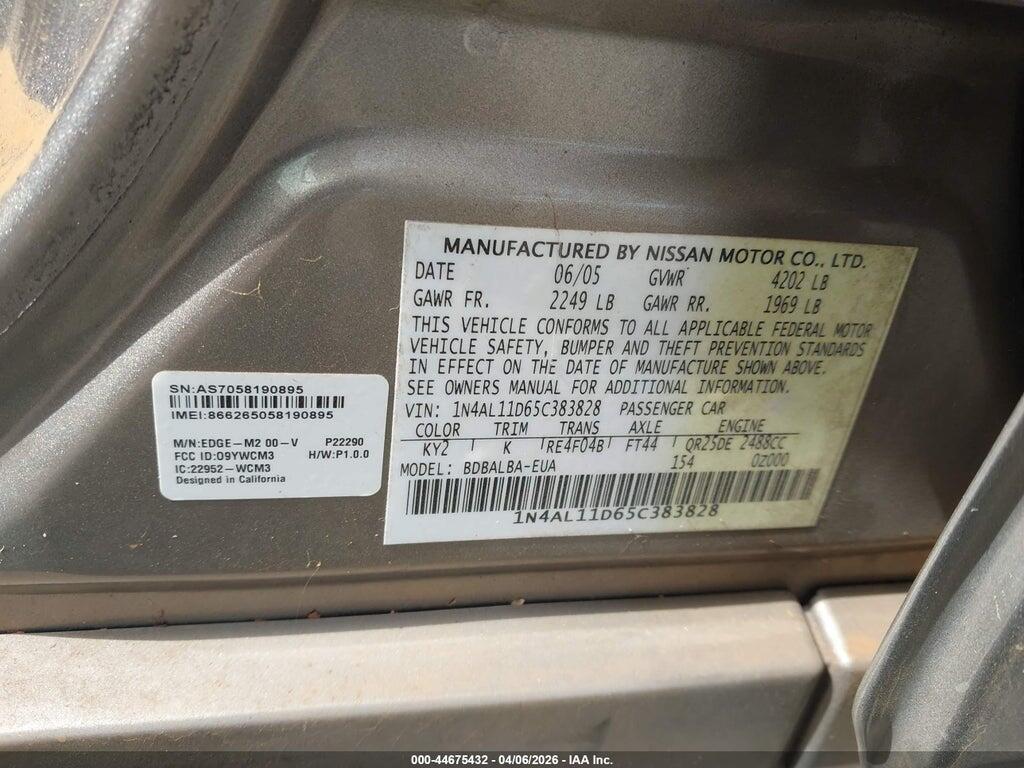 1N4AL11D65C383828 2005 NISSAN ALTIMA photo no. 9