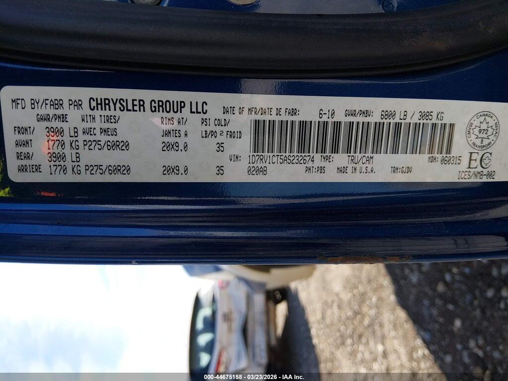 1D7RV1CT5AS232674 2010 DODGE RAM 1500 photo no. 9